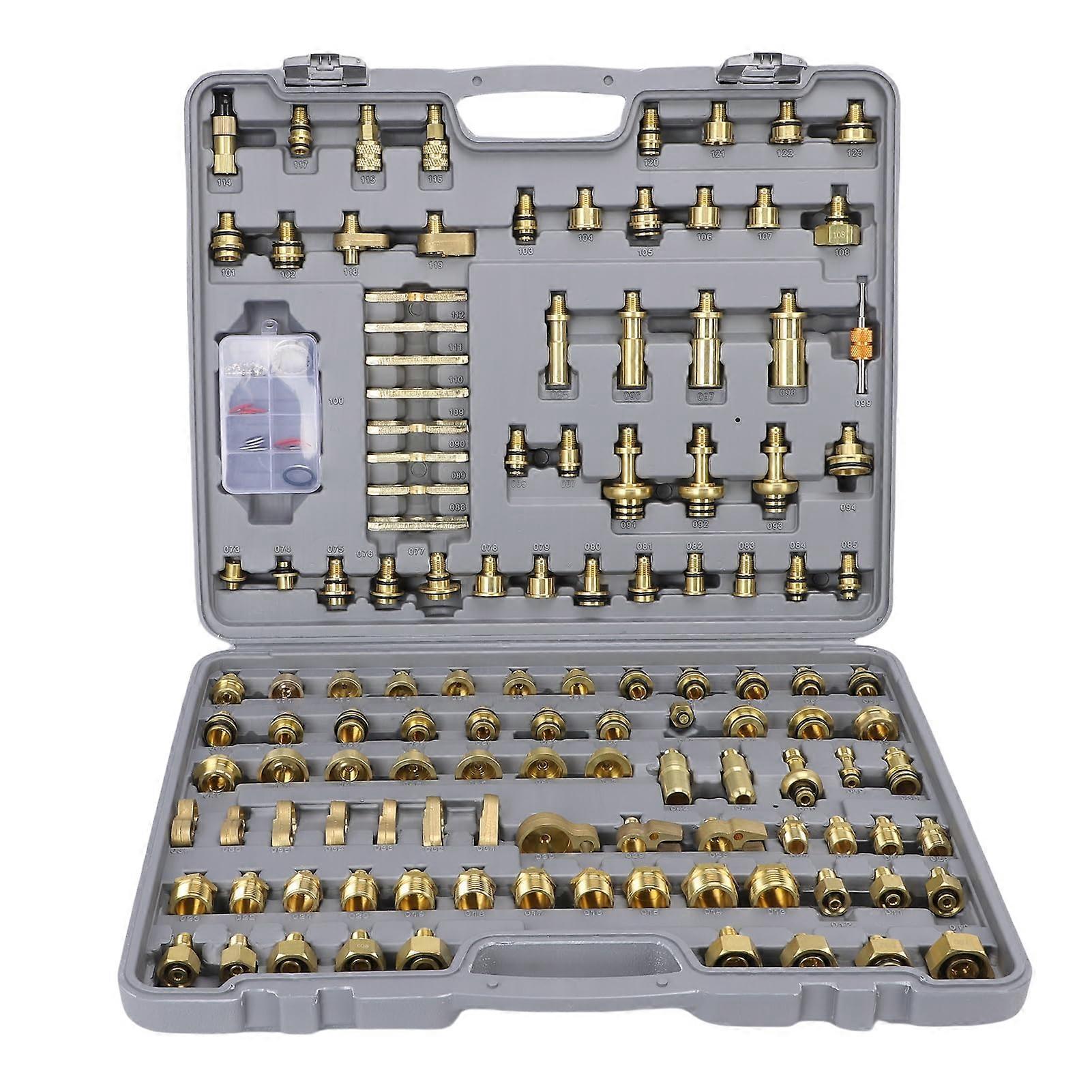 122 Piece Automotive AC Test Kit with Brass Fittings, Full Diagnostics and Quick Leak Detection