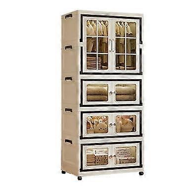 Plastic Storage Cabinet with Lid and Wheels, Foldable Stackable 5Tier Organizer for Home and Office