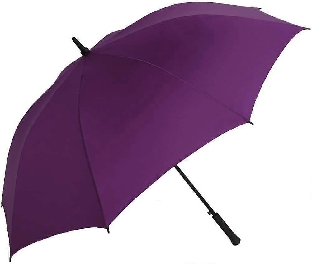 Large Windproof Golf Umbrella with Automatic Open, Reinforced Ribs, Extra Large Purple Canopy