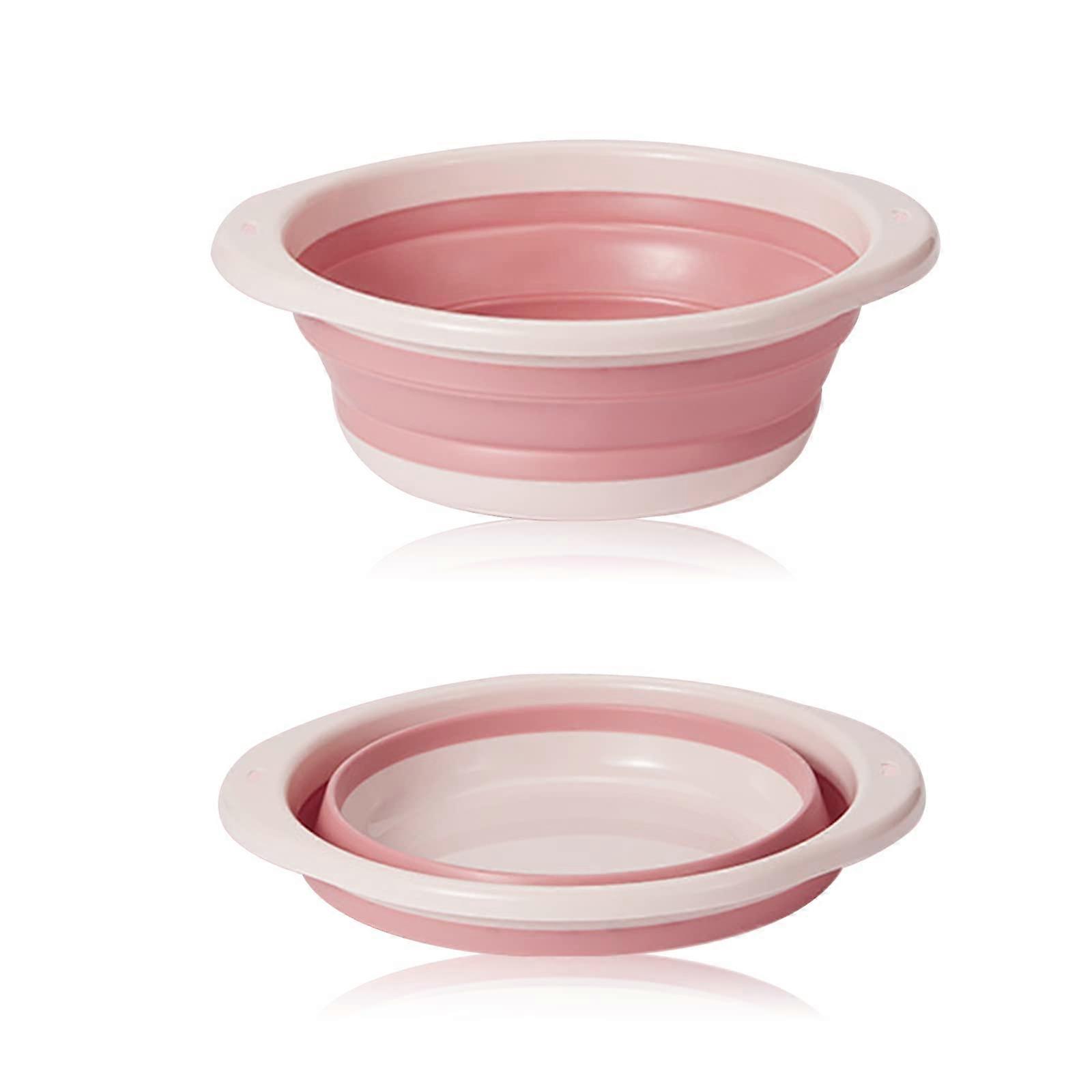 Collapsible Basin Pink 28x17.5x8.5cm SpaceSaving Foldable Washing Bowl for Kitchen and Camping