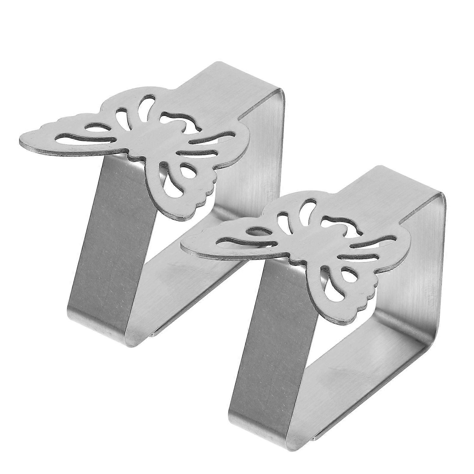 Tablecloth Clips Stainless Steel for Tablecloth Fixing 2Pcs Silver