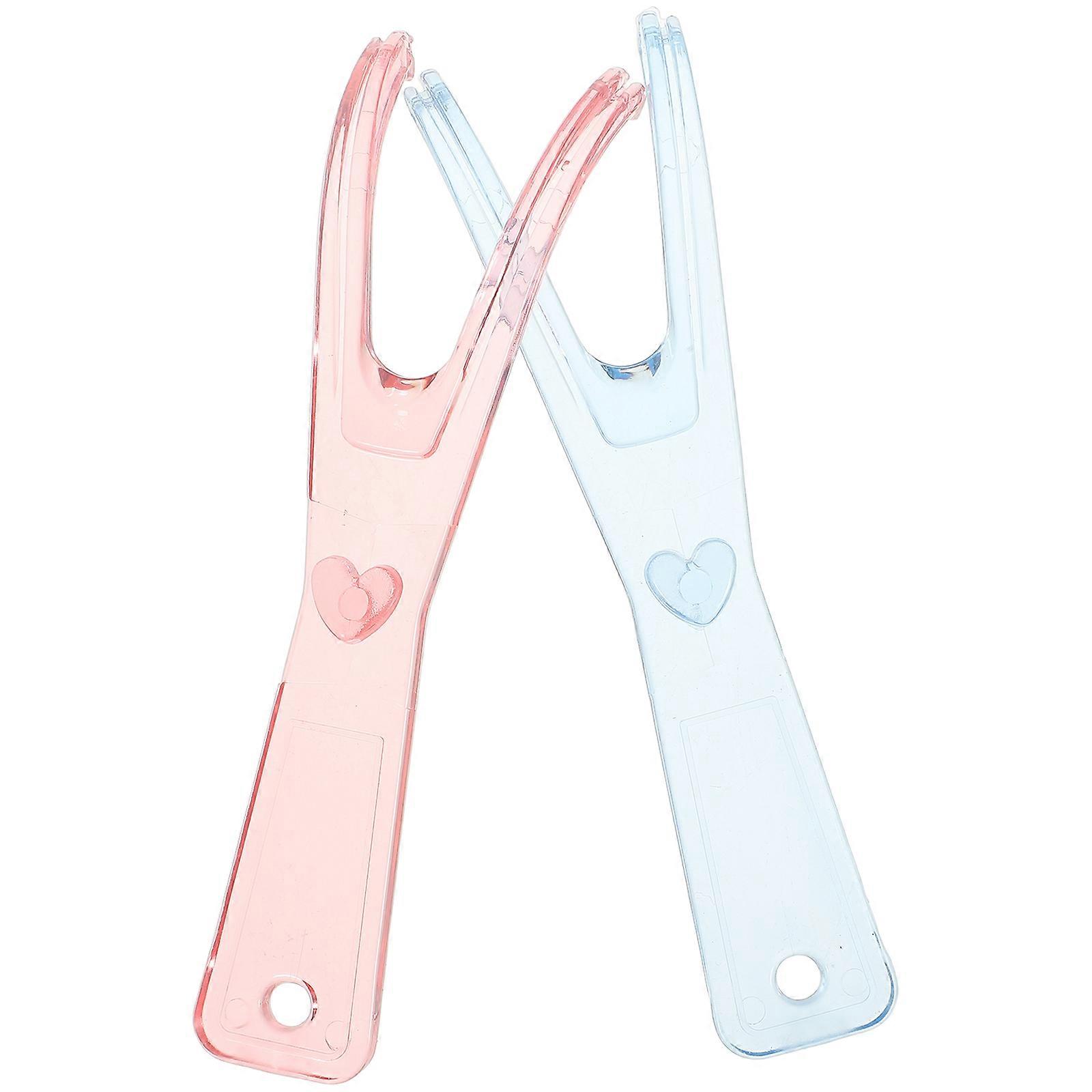 Holder Flosser for Floss Use 2Pcs Pink and Blue