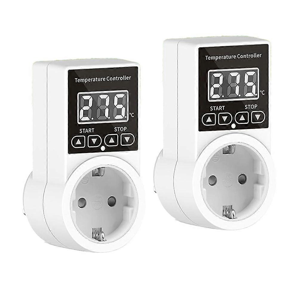 2pack Thermostat Socket with Sensor, Digital Temperature Controller Socket, Waterproof Temperature Switch EU Plug
