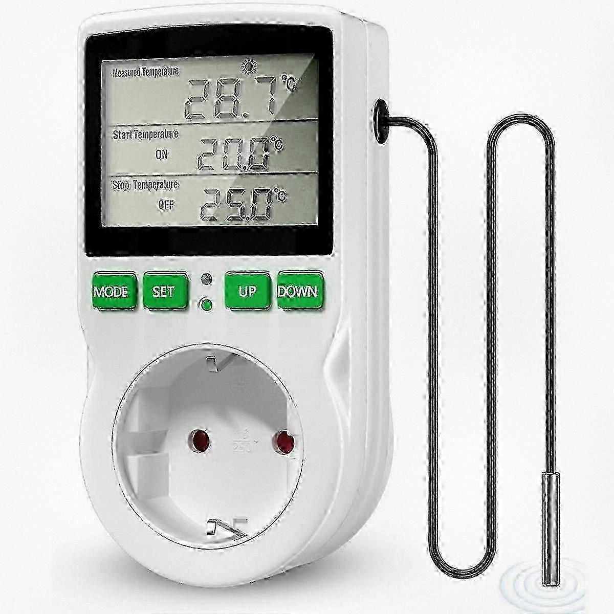 Digital Temperature Controller Socket with LCD Screen for Heating and Cooling Reptiles, 16A, EU Plug - Compatible with Various Brands