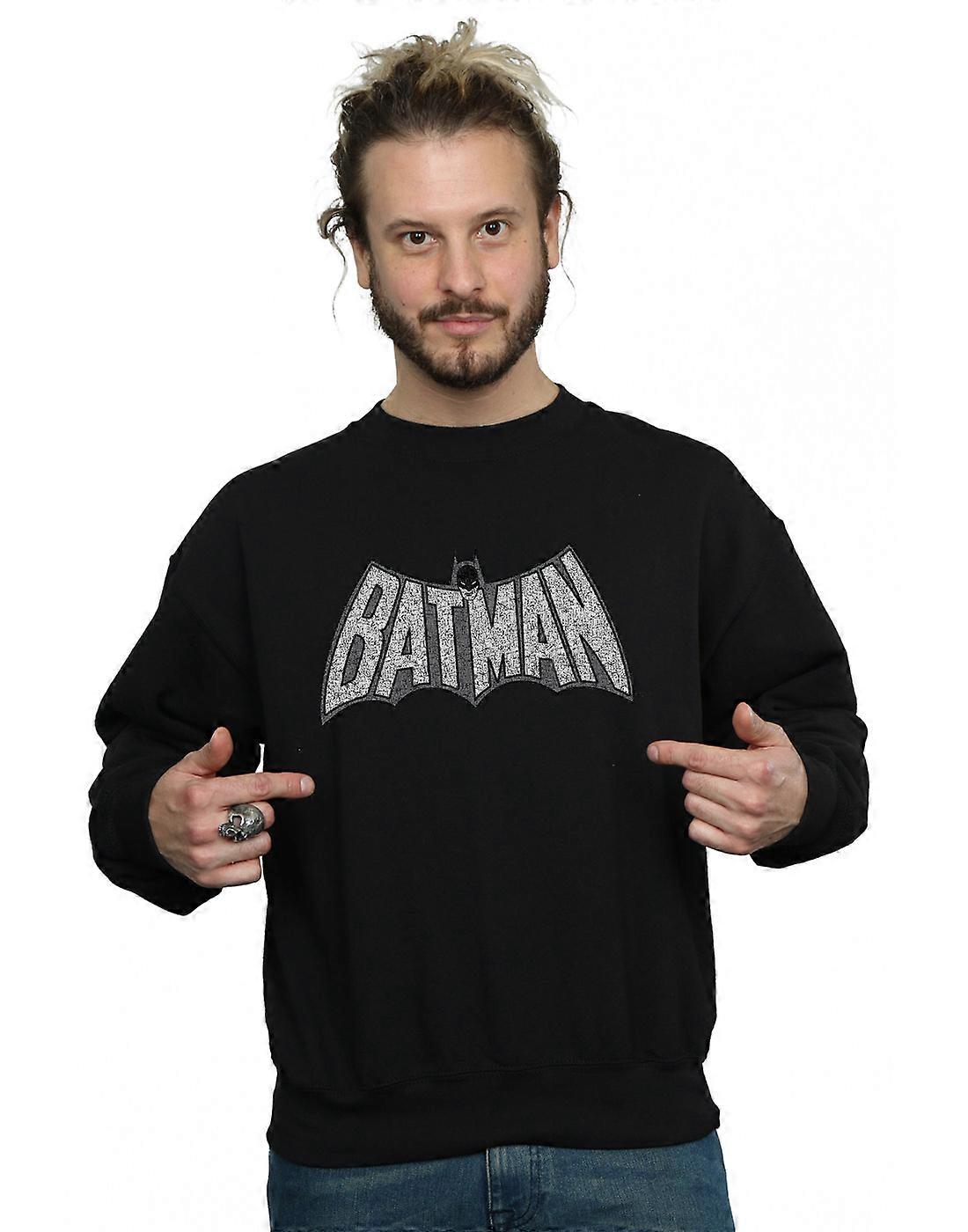 DC Comics Men's Batman Retro Crackle Logo Sweatshirt