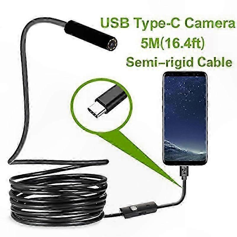 USB Type-C Endoscope Camera 7.0mm Rigid Cable for PC and Android Devices Inspection Scope Tool