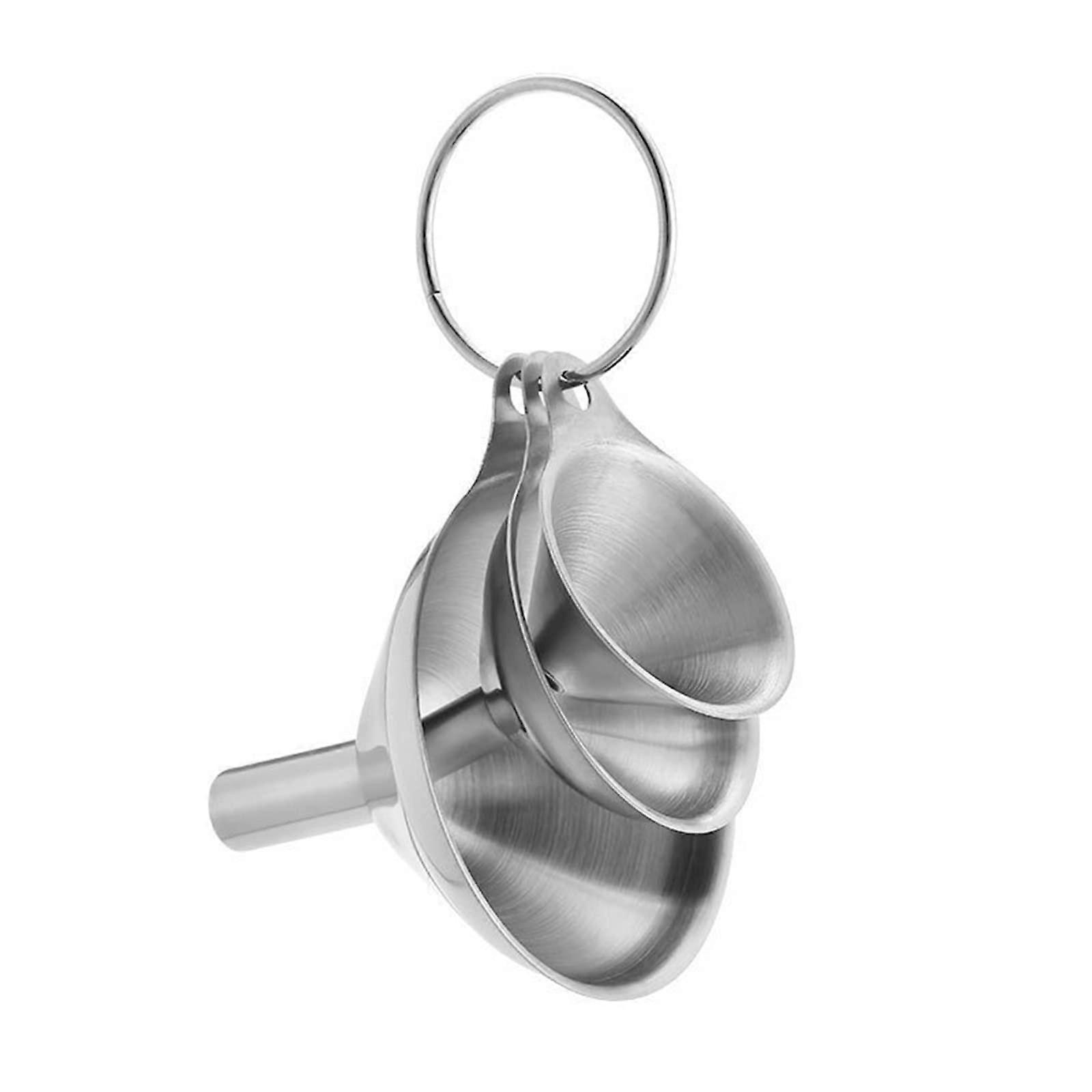 Stainless Steel Kitchen Funnel Set with Strainer 3PCS Stackable for Easy Liquid Transfer and Storage