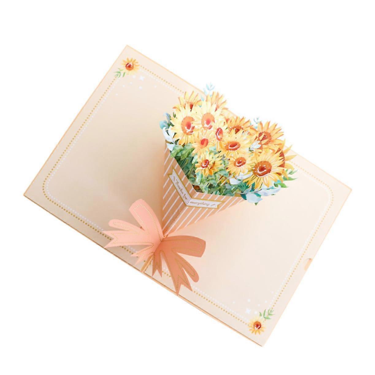 Sunflower 3D Greeting Card Elegant Handmade Birthday Wedding Blank Inside for  Message
