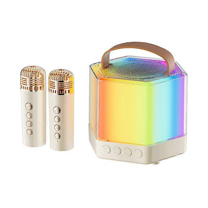 Mini Karaoke Machine Wireless Bluetooth Dual Microphone Speaker Suitable For Home Ktv Party
