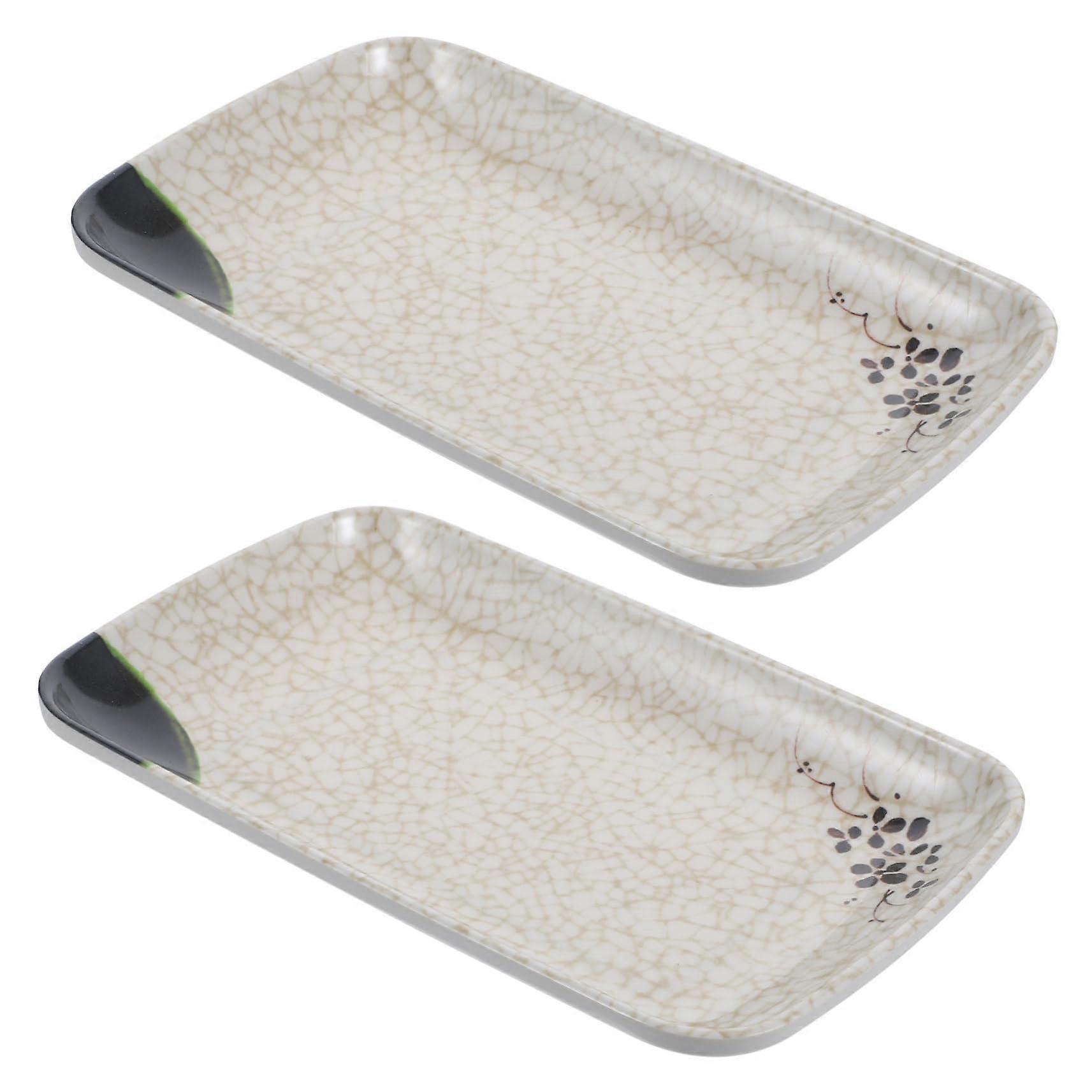 2pcs Japanese Sushi Serving Plate Set, Elegant Rectangular Design for Home and Restaurant Use