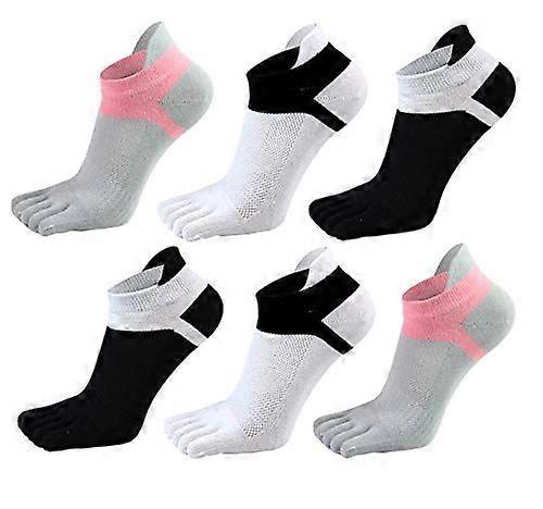Women's 5-Toe Athletic Socks, Soft Sweat Absorbing Cotton Five Toe Socks 3-Pack