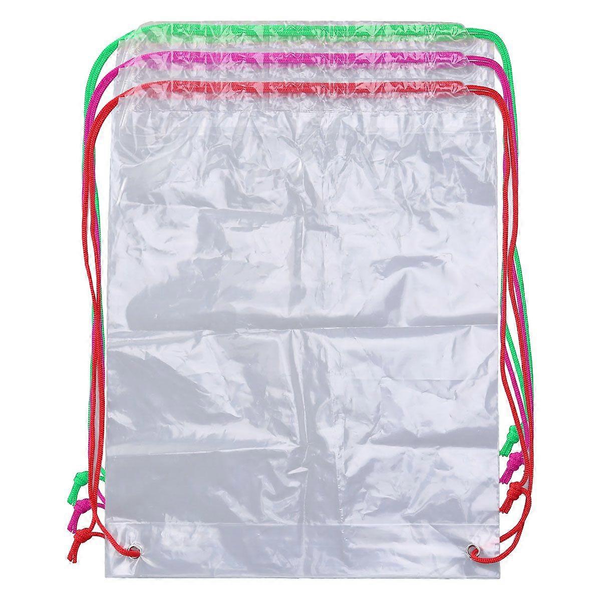 Qualified Storage Bag Transparent Drawstring Backpack Clear String Bag (Rope Color Random)
