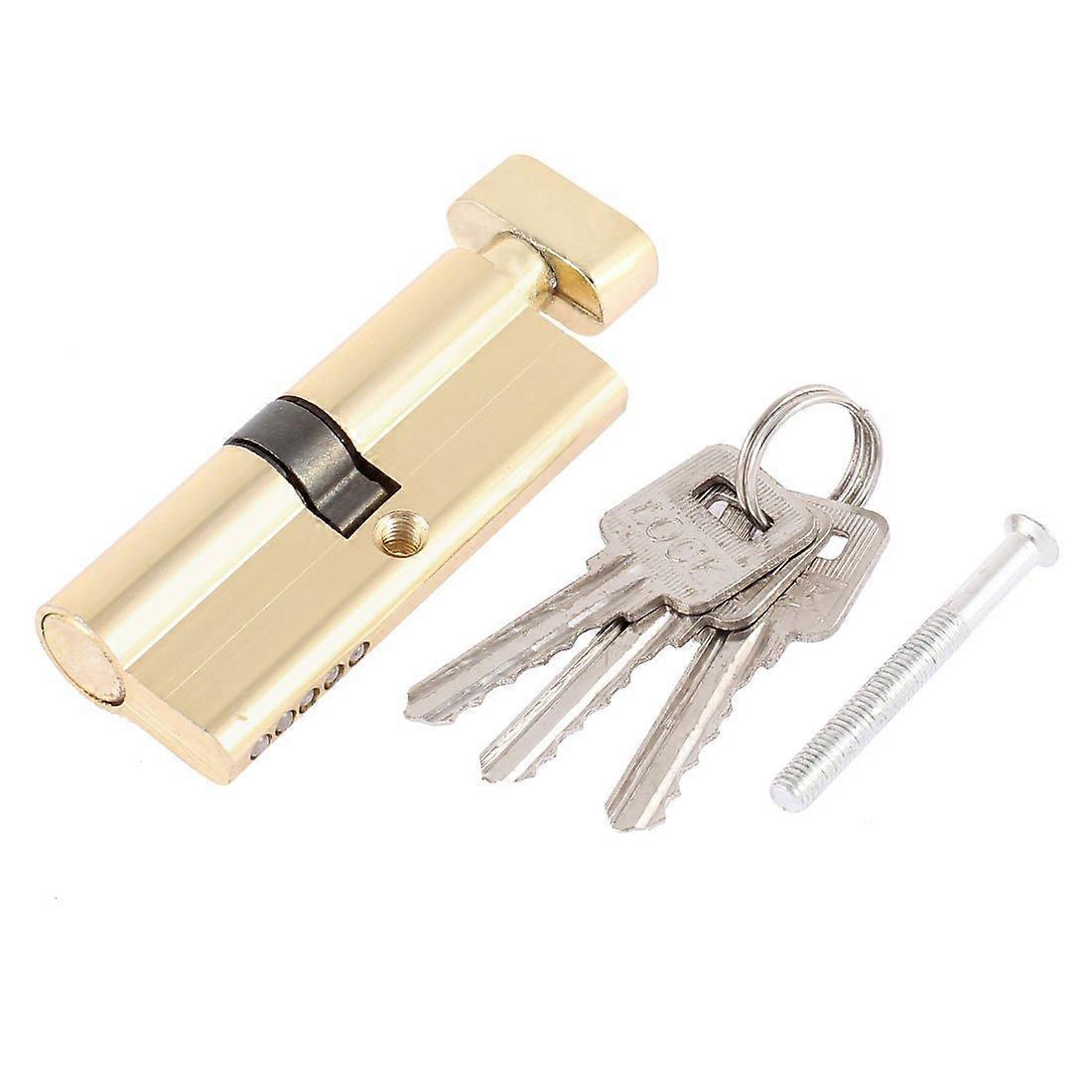 85mm AntiTheft Security Door Lock Cylinder with Keys, Gold Tone Metal Cabinet Replacement
