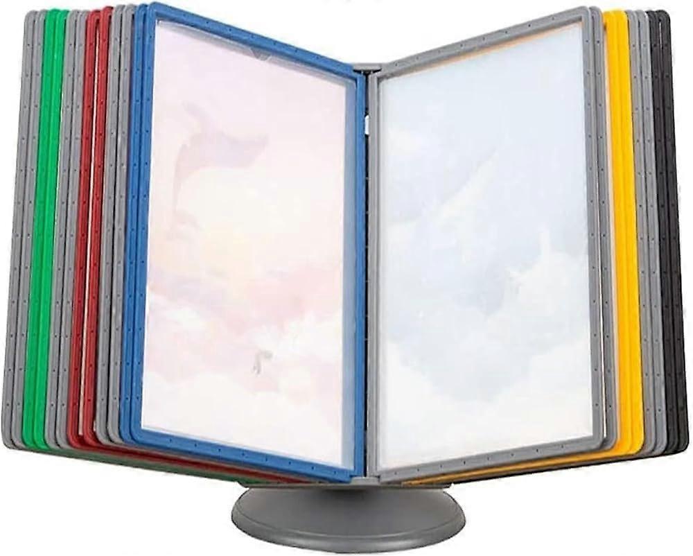 Desktop Reference Organizer with Adjustable A4 Rotating Display Stand, 20 DoubleSided Pages for Office