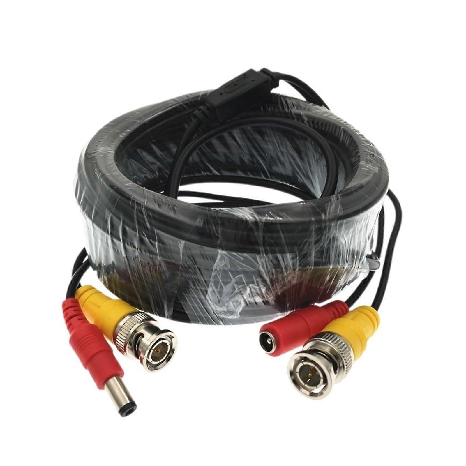 BNC Video Power Cable 10M for CCTV Security Camera, Copper Core, 2 in 1 Video and Power