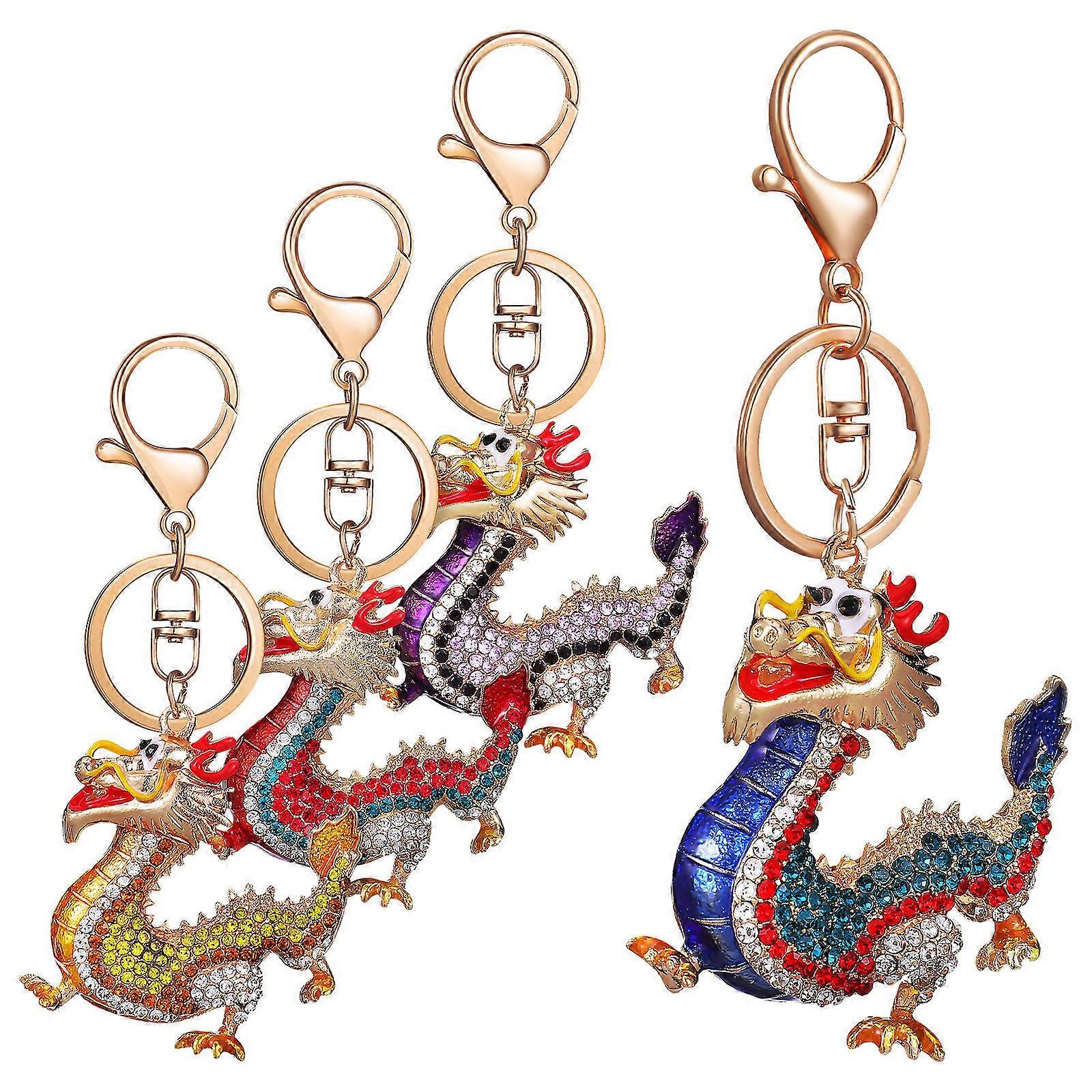 Zodiac Decor Dragon Shape Keychain Assorted Decor 4Pcs