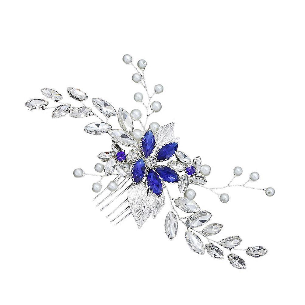 Bride Insert Comb Wedding Headpiece with Feature Blue