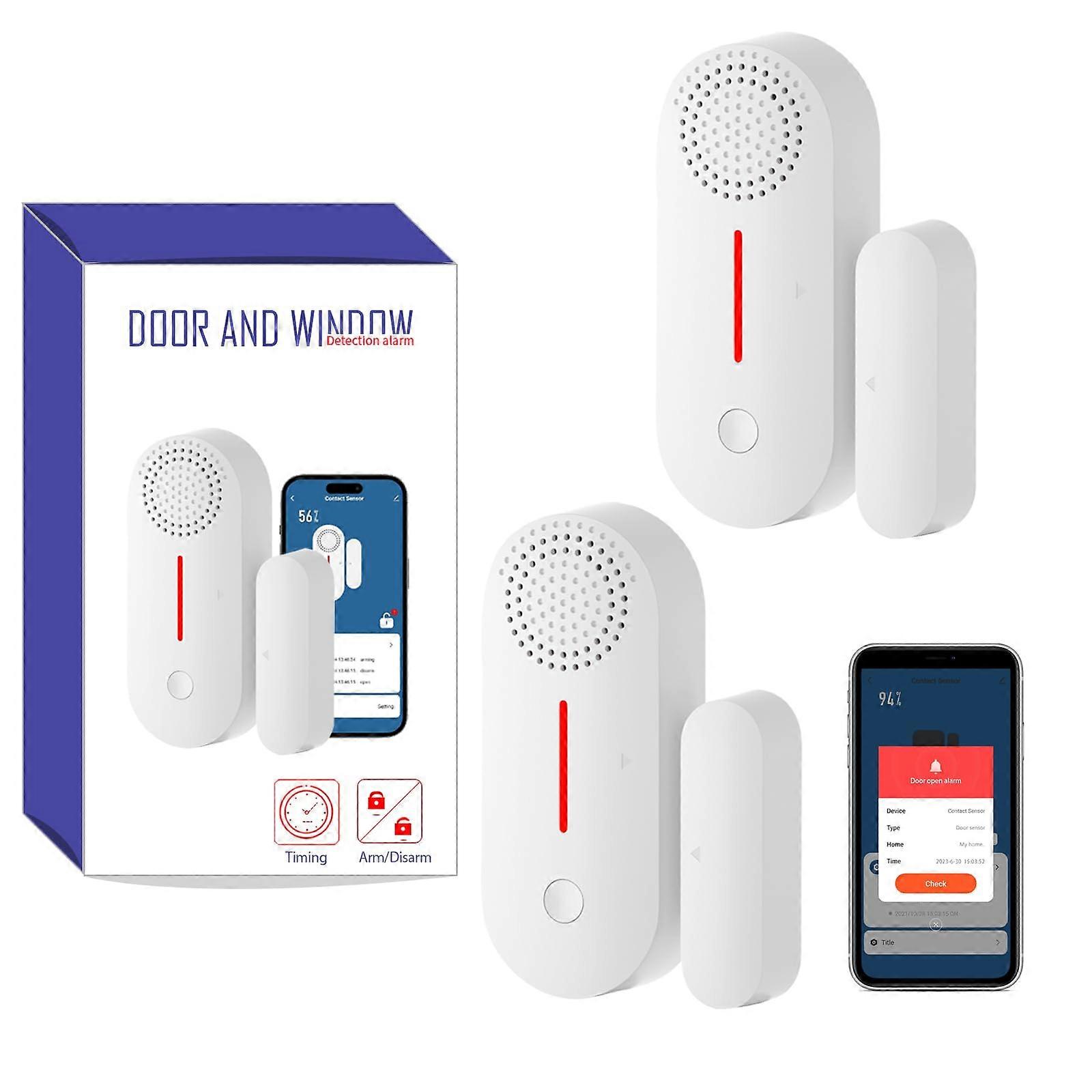 Smart Door and Window Alarm 2 Pack, Instant Open Alert Home Security Sensor 301