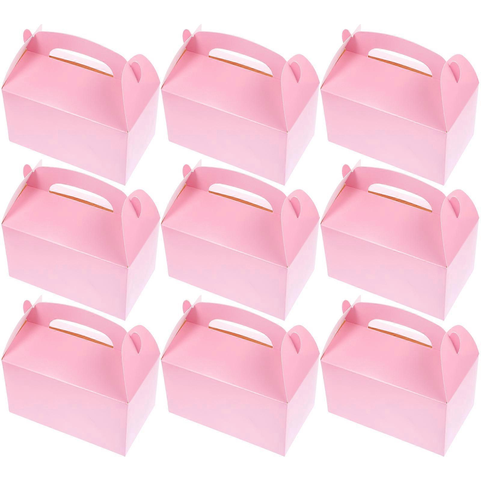 Pink Pastry Boxes Gable Boxes for Storage Use 10Pcs Paper Bakery Packaging