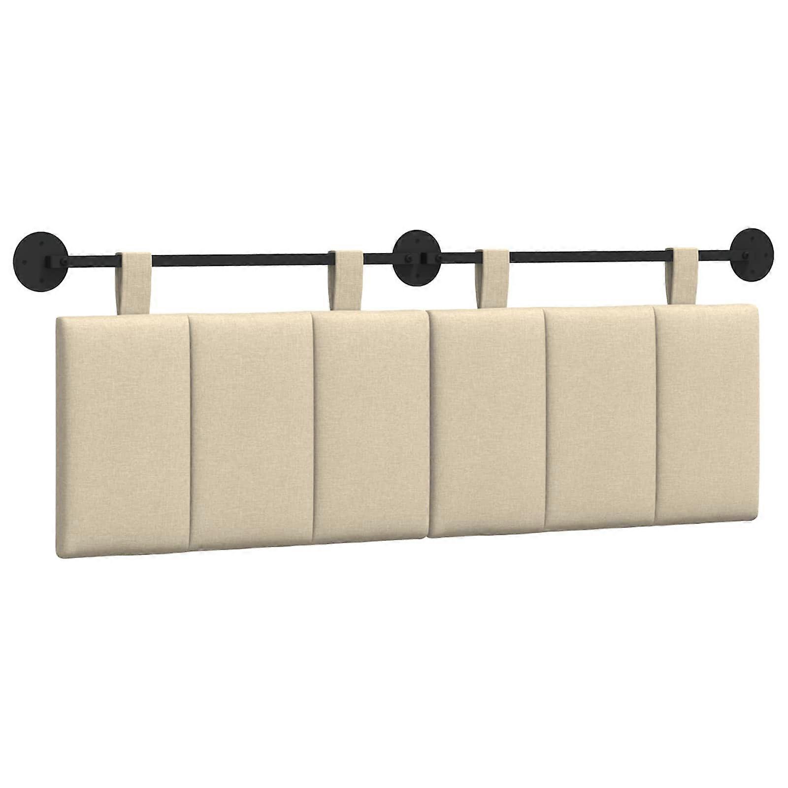 vidaXL Hangend hoofdbord Crème Stof