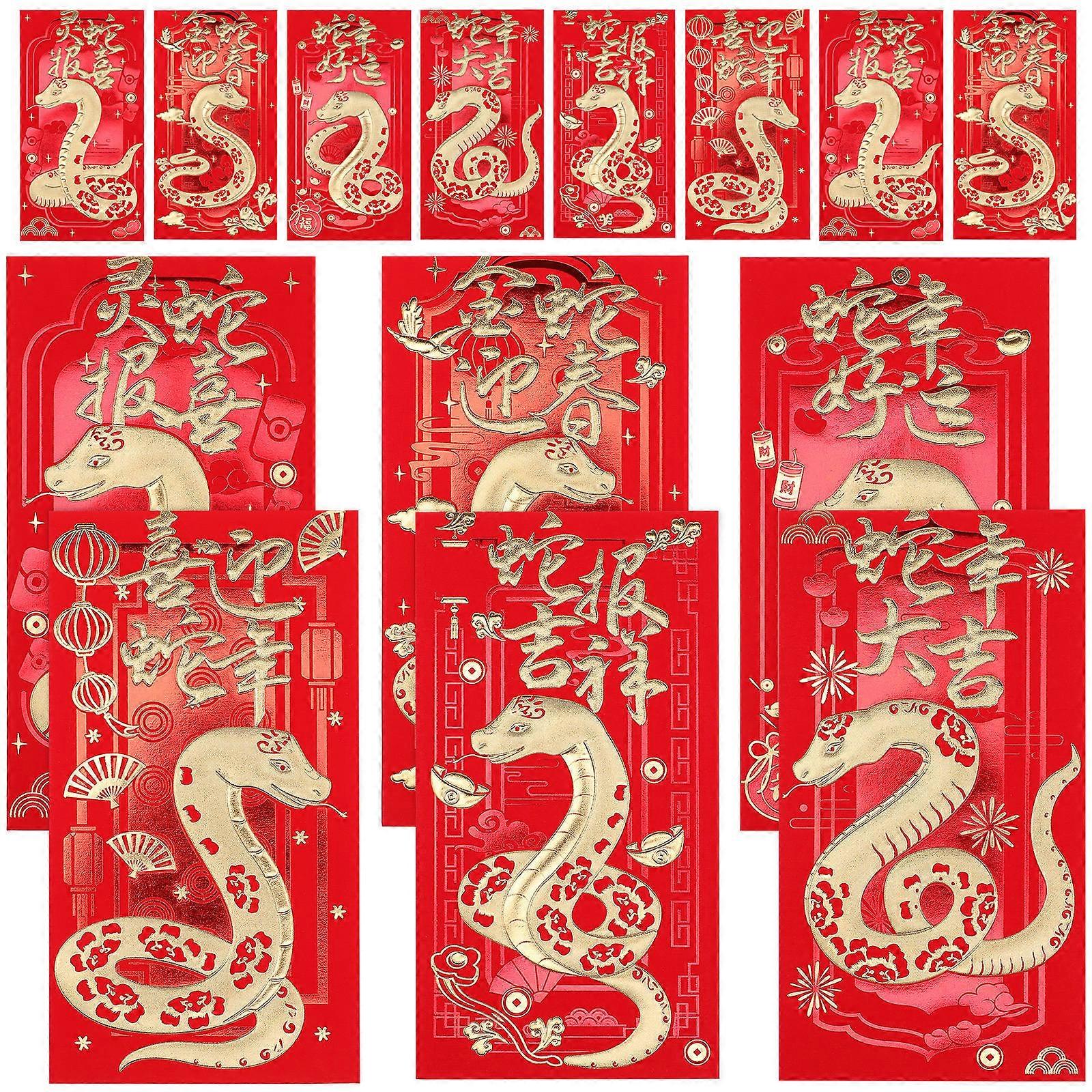 Red Envelopes Paper Snake Pattern for Party Use 36Pcs Pack