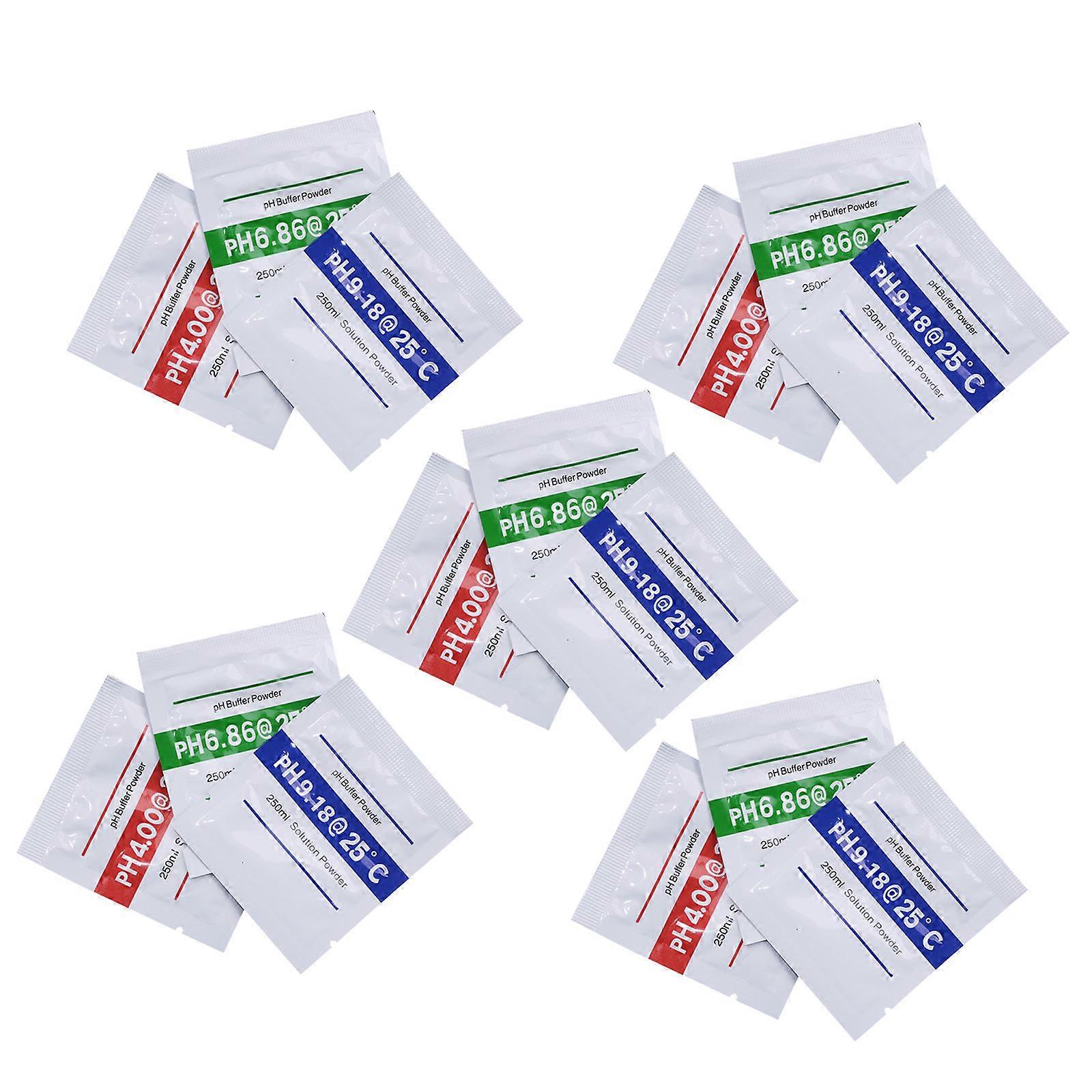15pcs PH Calibration Solution Powders PH Calibration Powder Solution Testing ph4.01+6.86+9.18