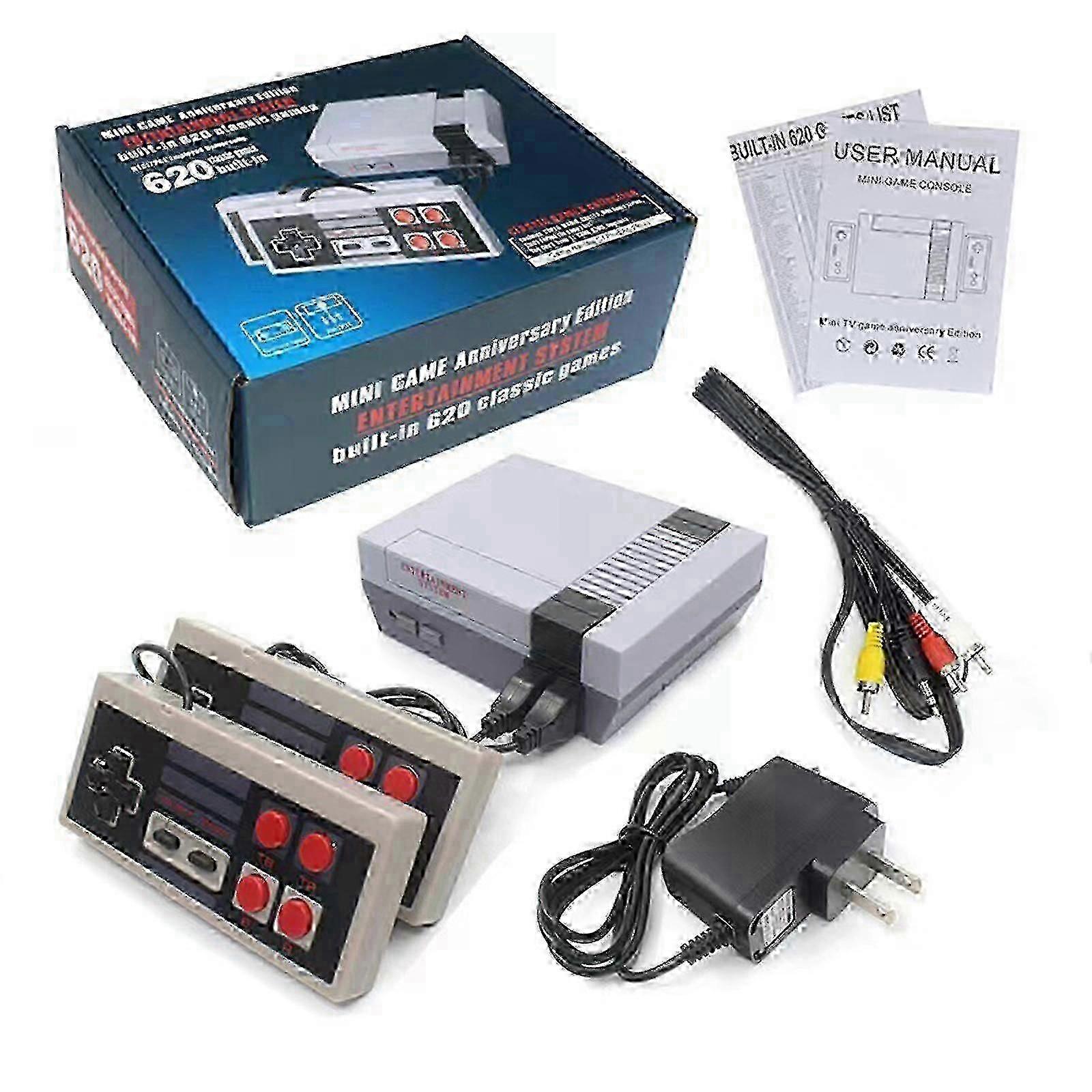 Retro Game Console with 620 Games, Wireless Controllers, AV/HDMI Output for Clas