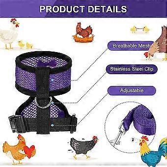 Adjustable Chicken Harness with Leash Breathable Hen Pet Vest with 3.6 Feet Matching Belt Outdoor Training Traction Rope for Pets Duck Goose Blue M