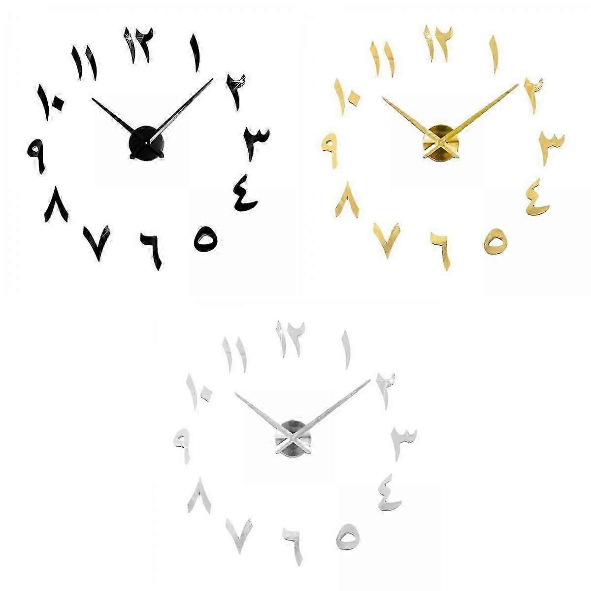 2Pcs Wall Acrylic Surface Decor 3D DIY clock
