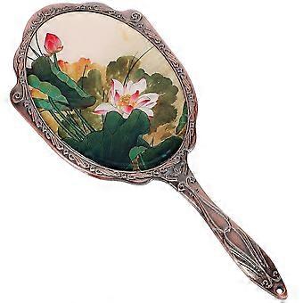 Make-upspiegel voor vrouwen, draagbare handspiegel met handvat, vintage stijl.