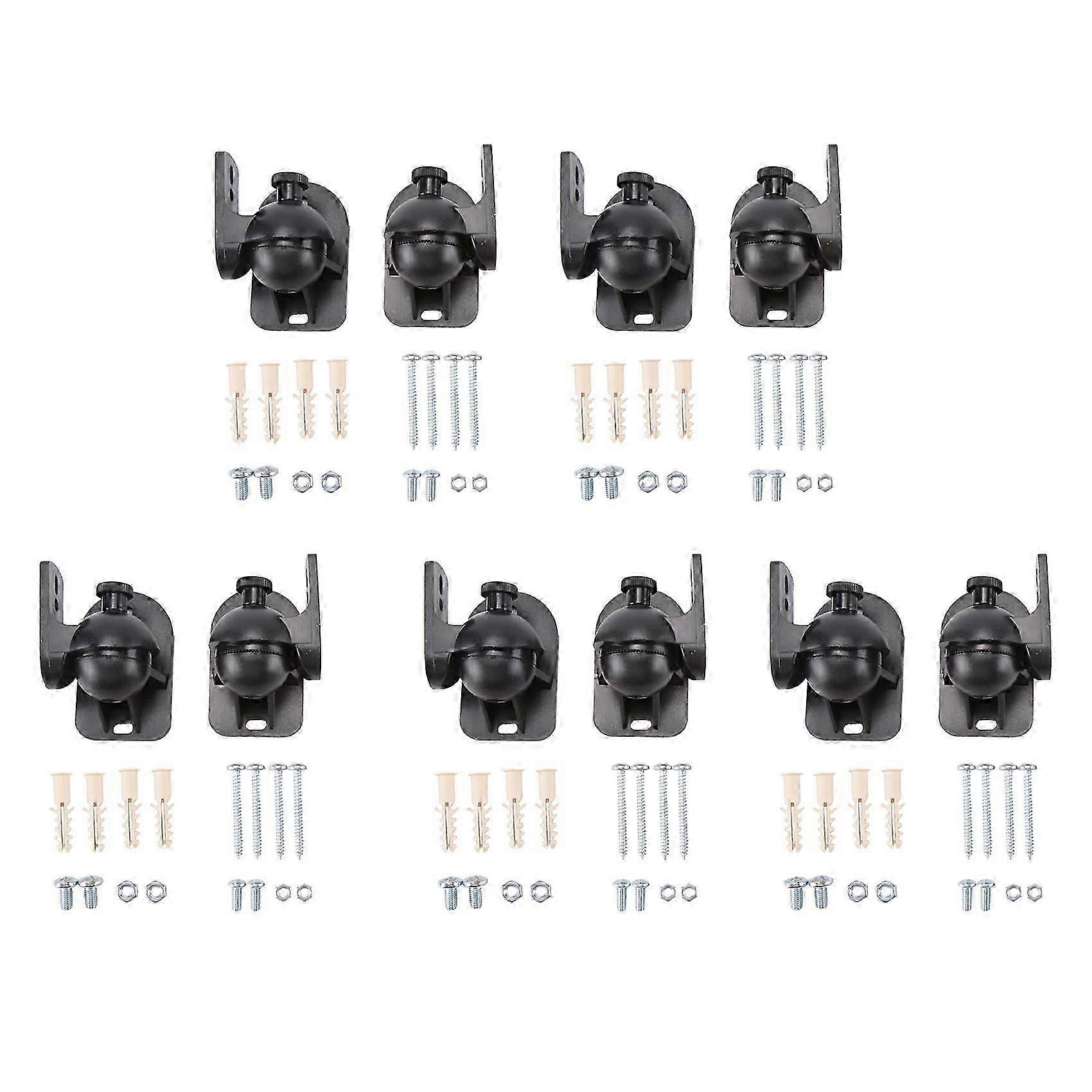 Universal Rotatable Speaker Wall Mount Stand Bracket 5 Pair Black