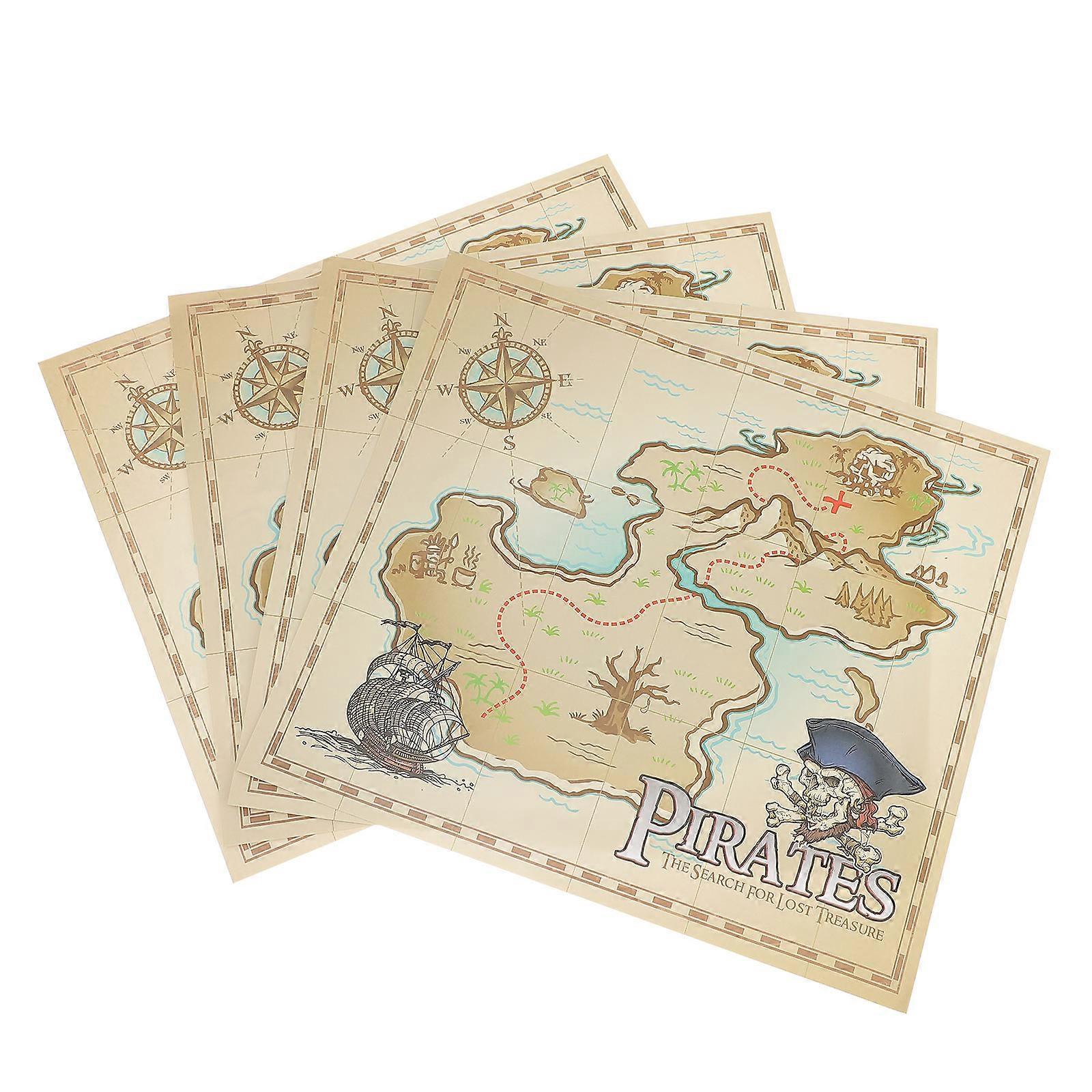 Kids Plaything Treasure Map for Interactive Game Props 4Pcs Paper Material