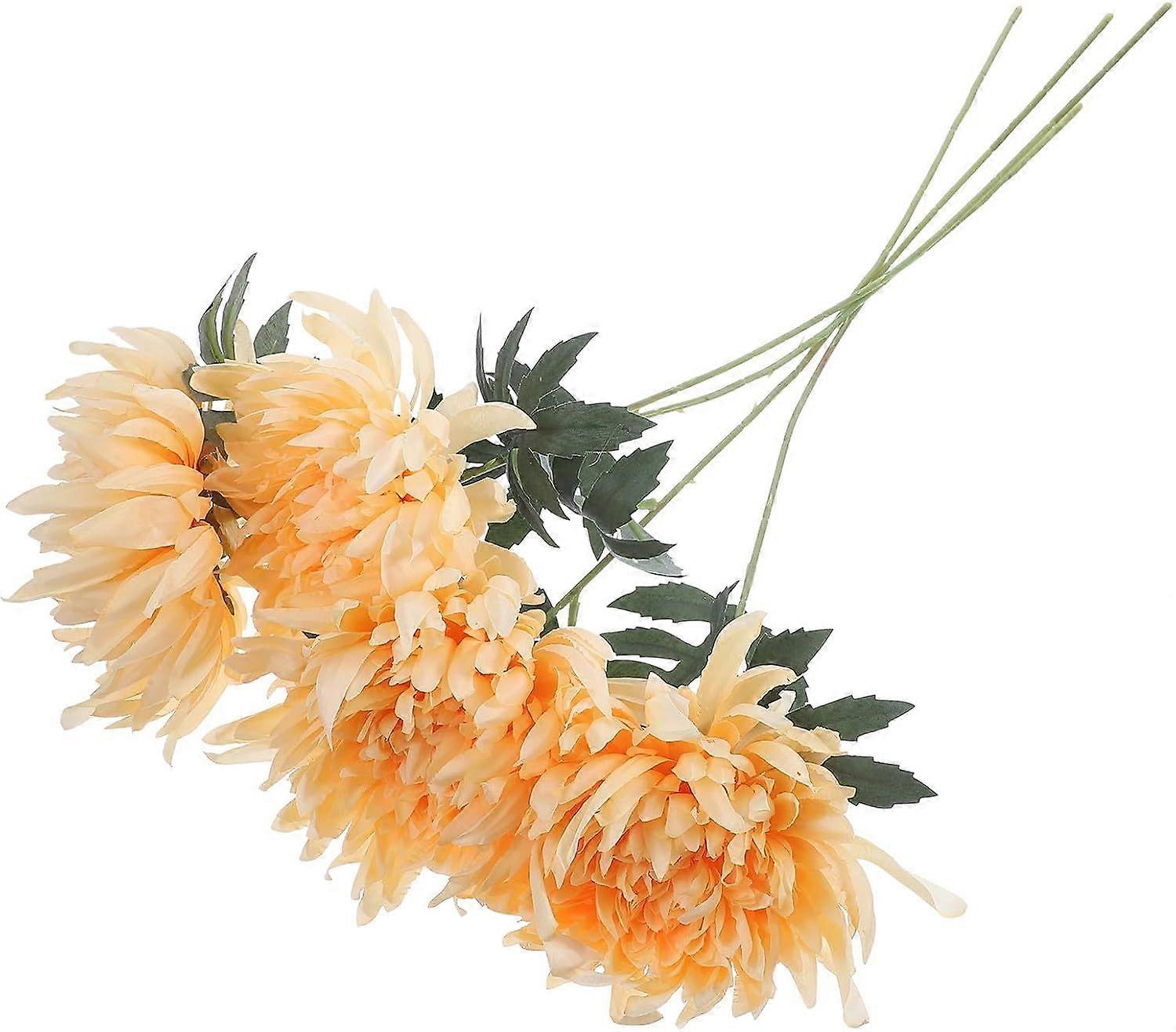 Artificial Gold Thread Chrysanthemum Flowers 4pcs Light