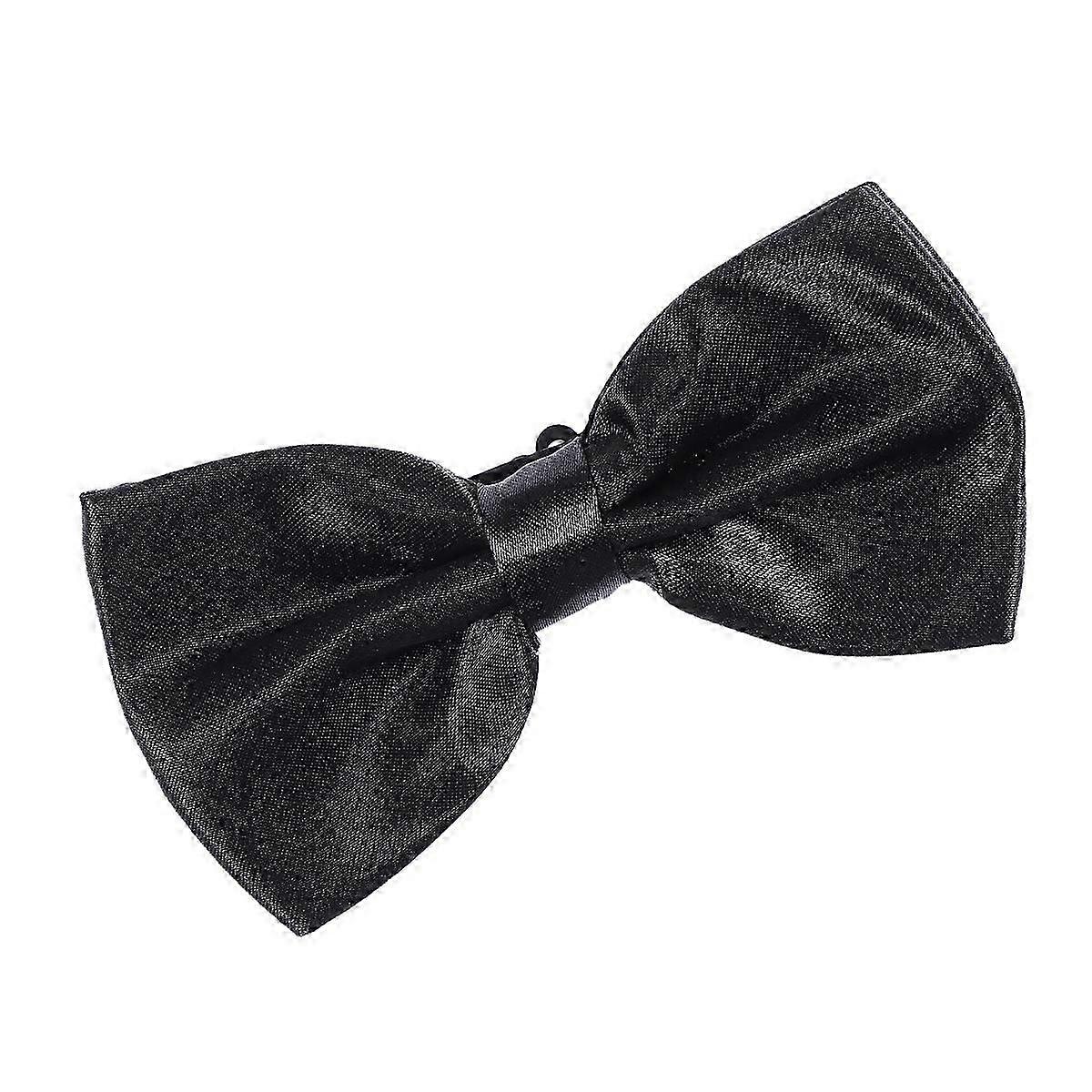 Black Pre-Tied Polyester Silk Bow Tie, Formal Event Accessory, 1Pack