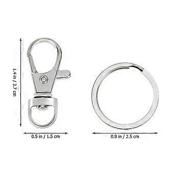 60pcs Bag Buckle Metal Key Rings DIY Keychain Accessories Zinc Alloy Keyring Buckle (Sliver)