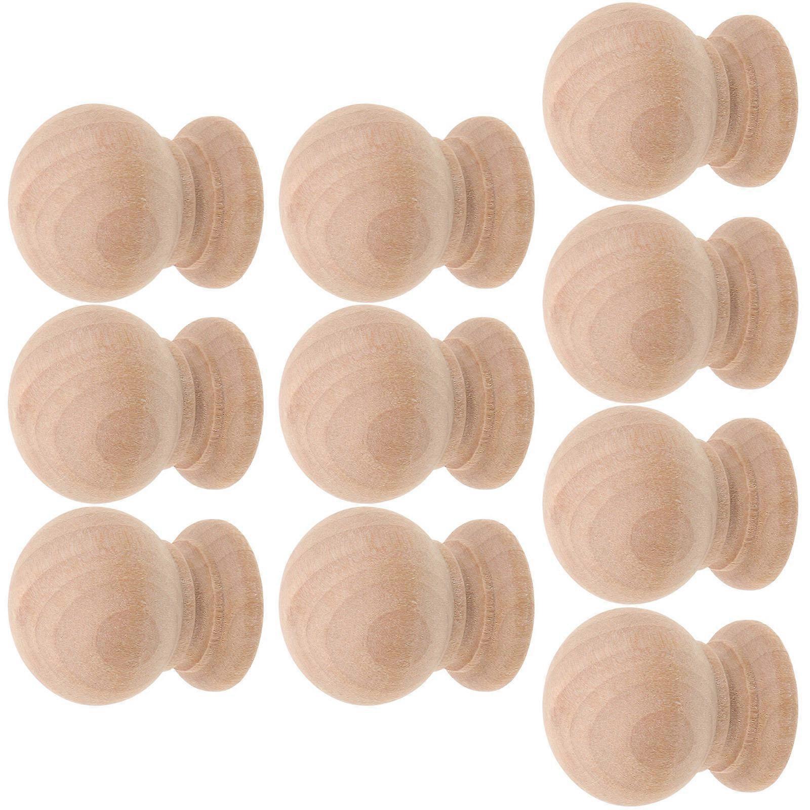 10pcs Wood Cabinet Knobs Dresser Drawers Knobs Sing Hole Wooden Pull Handles