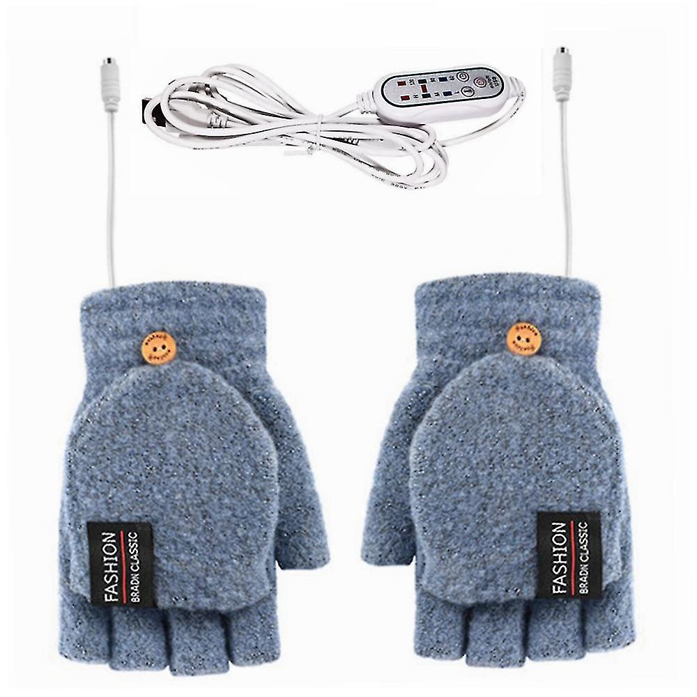 Usb Warm Clamshell Gloves Three-speed Timing Thermostat Heating Usb Double-sided Heating Gloves Warm Gloves