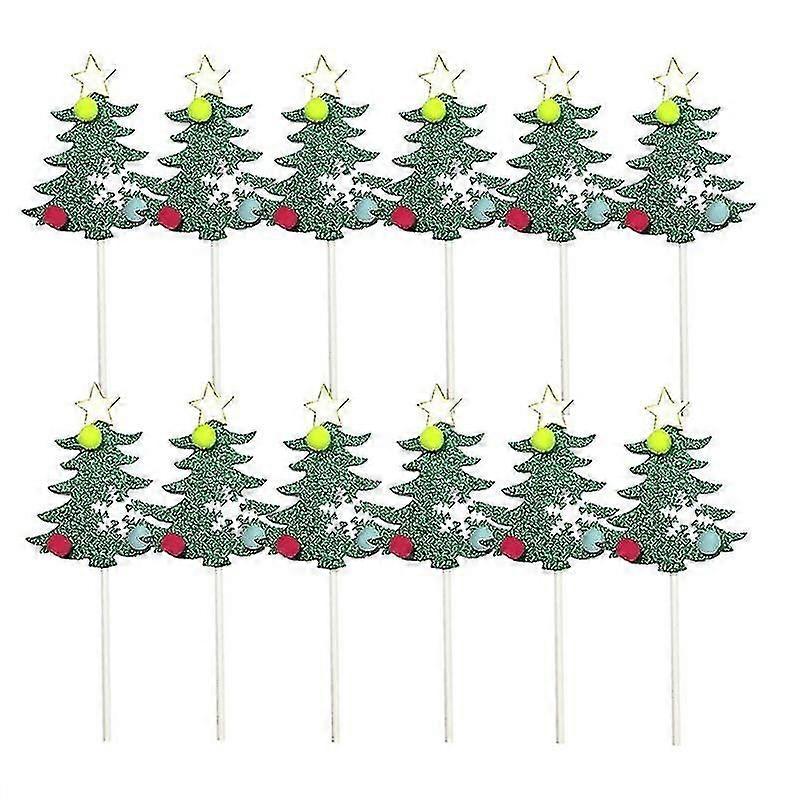 12pcs cake decorations , Xmas Tree Cake Toppers