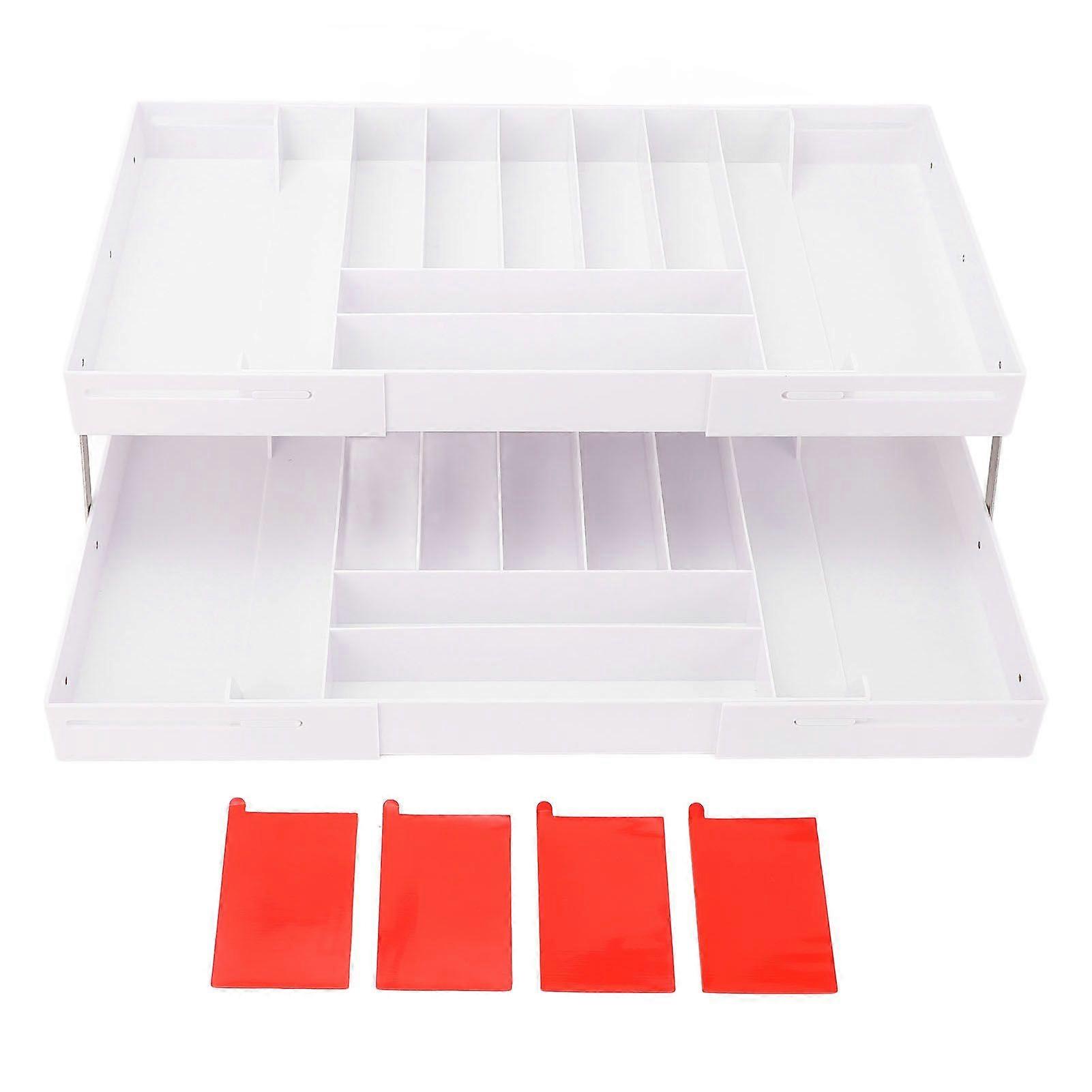 Drawer Foldable Organizer Tray Multifunctional Space Saving Multi Level Expandable Desk Organizer White