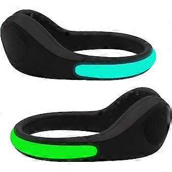 Shoe Clip Lights (2 Pack) Reflective Safety Night Running Gear for Runners Joggers Bikers Walkers, Color Changing RGB Strobe and Steady Color Flash Mo