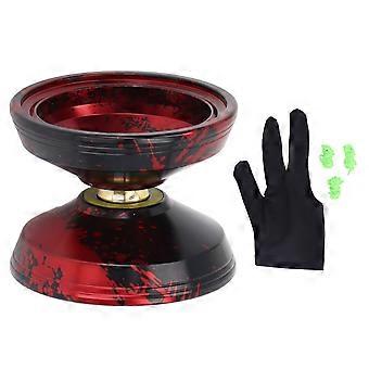 Professional Aluminum Alloy Non-Responsive Yo-Yo, Yo-Yo Toy, Birthday Gift with String and Gloves for Kids, Red [XR]