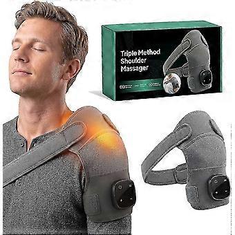 Triple-method shoulder massager - Shiatsu heated cushion, 3 adjustable levels, shoulder/neck/leg pain relief, compression and vibration
