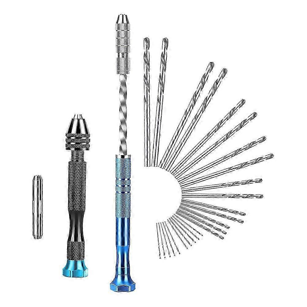 28PC Precision Pin Vise Hand Drill Set with 0.5-3.0mm Micro-Type Twist Drill Bit,compatible with Electronic Assembling,Model Making