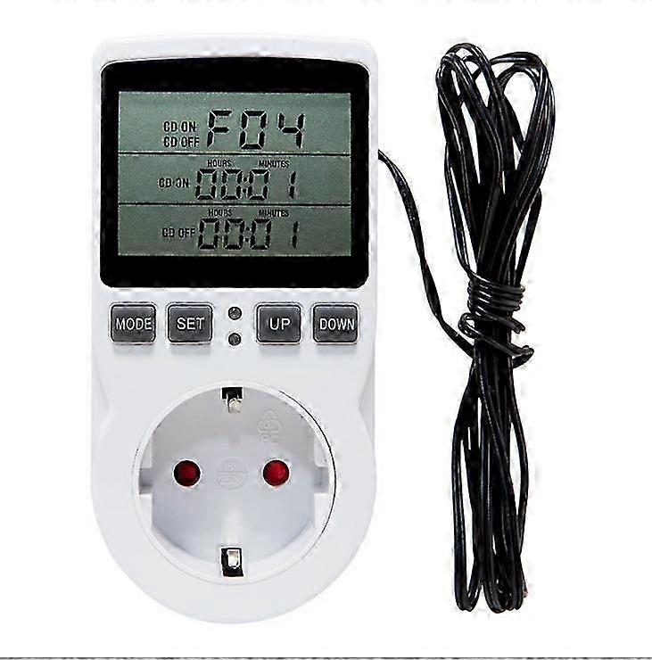 230v digital temperature controller thermostat socket, heating and cooling with probe, LCD temperature controller socket