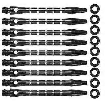 20pcs Standard 2ba Screw Thread Dart Shafts Aluminium Alloy Darts Accessories Metal Stems Alloy Pole Rod With 20pcs Rings (black)