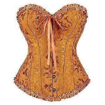 Vintage Corset Tops for Women, Corsets Costumes, Lingerie Bodyshaper Underwear, Wedding Bride Gold XL