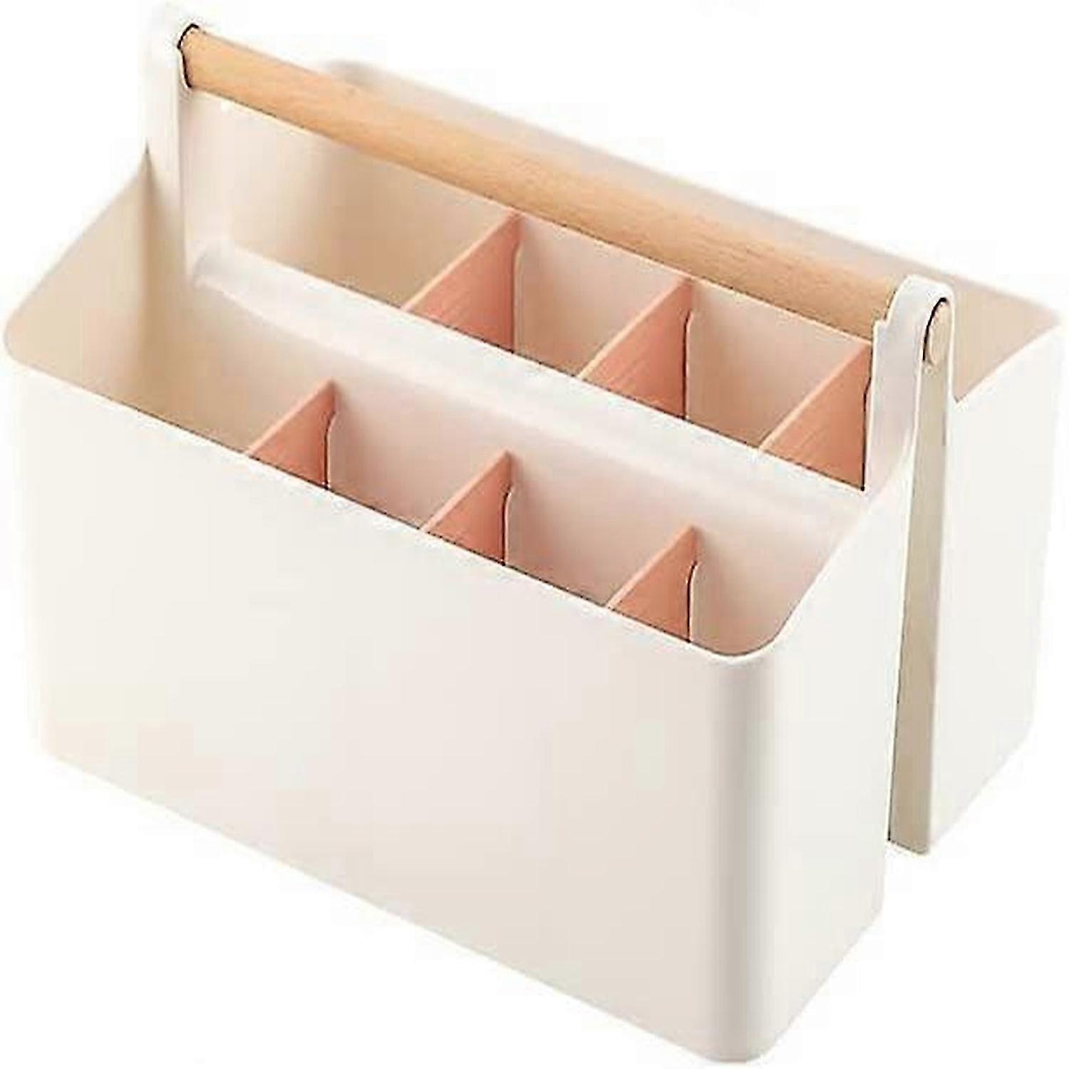 Adjustable Divider Storage Caddy With Wood Handle