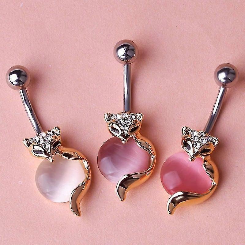Cute Rabbit Fox Dangle Belly Umvel Piercing Button Ring