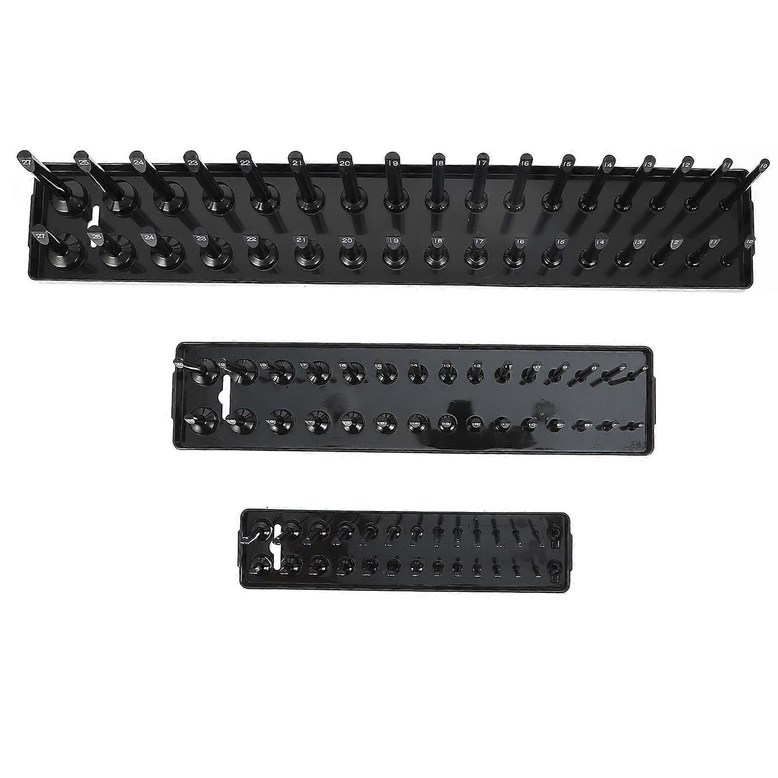 Socket Organizer Tray Socket Holder for Storage Use 3Pcs Black Plastic