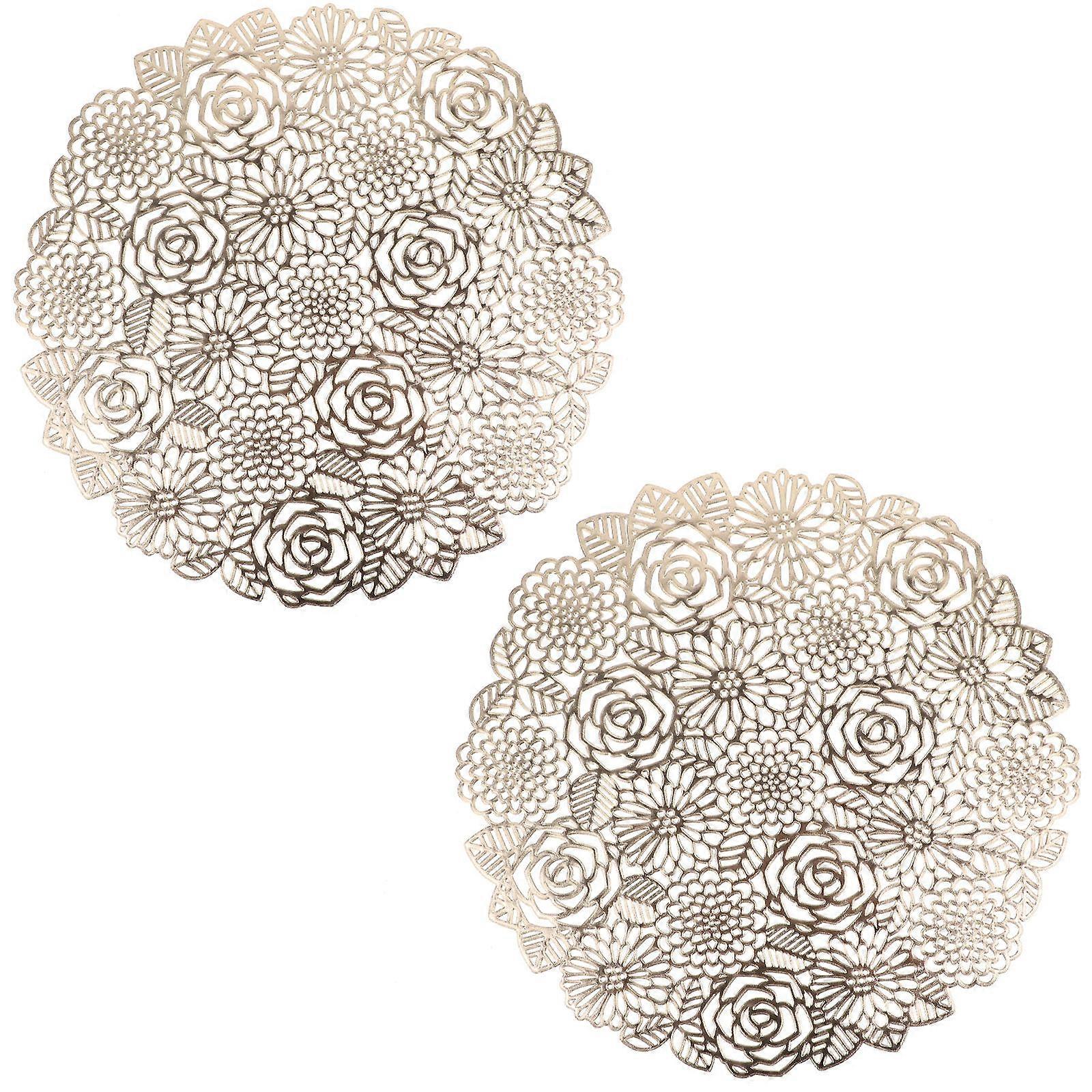 Heat Insulation Placemat with Rose Pattern for Dinner 2Pcs